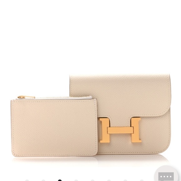 Hermès Epsom (CRAIE)  Constance Cream&Gold crossbody/Clutch /Wallet - Picture 2 of 8